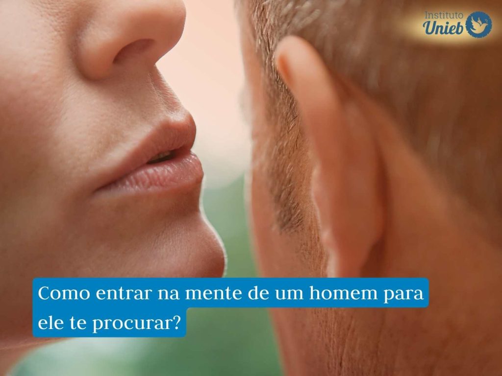 Mulher sussurrando ao pé do ouvido de um homem demonstrando como entrar na mente de um homem para ele te procurar