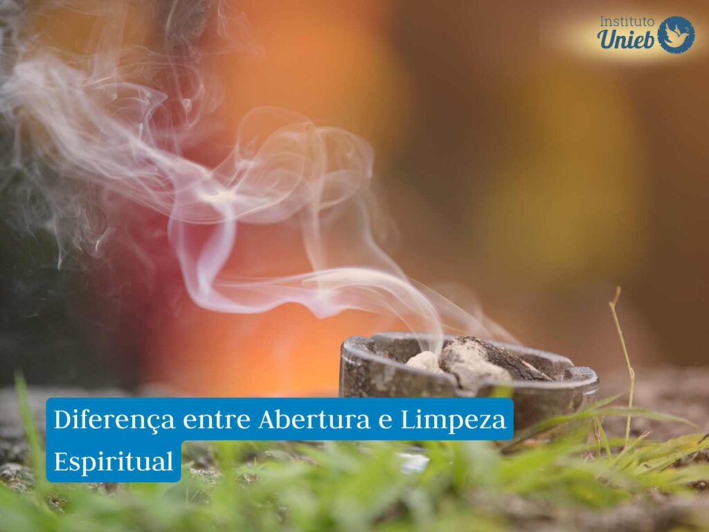 Abertura de caminhos e limpeza para quebrar Trabalhos Espirituais Pote com incenso queimando e fumaça subindo