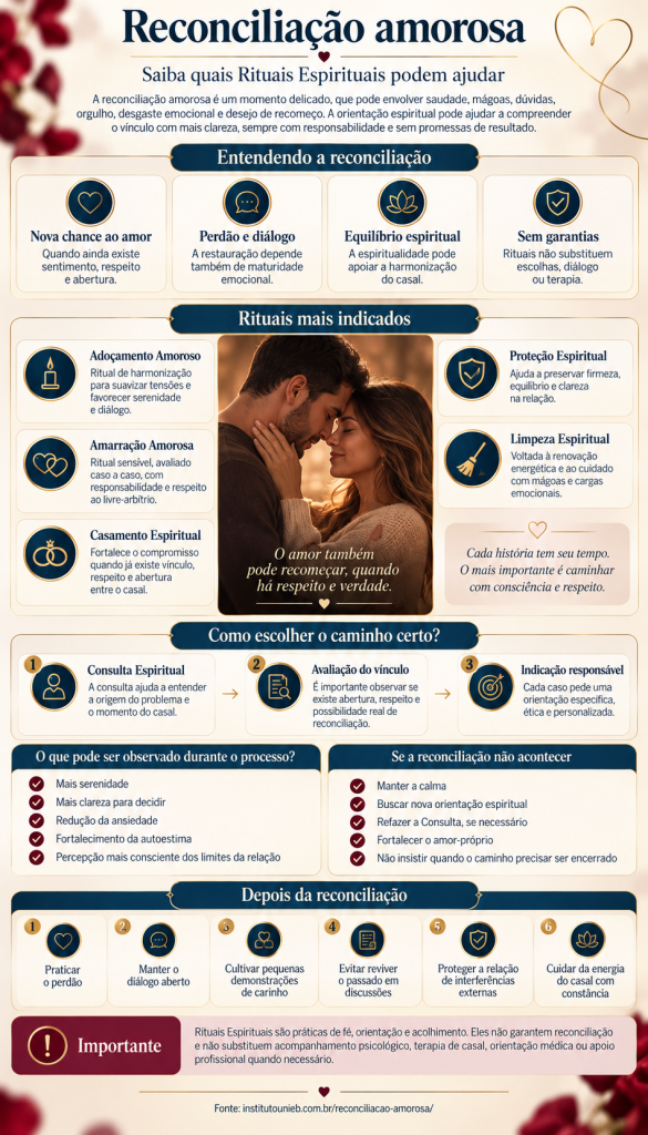 Reconciliação amorosa: quais Trabalhos são indicados? Infográfico sobre a reconciliação amorosa