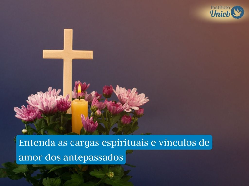 Imagem com cruz, flores e vela representa o Dia dos Finados, data celebrada em 2 de novembro que lembra dos entes queridos que faleceram